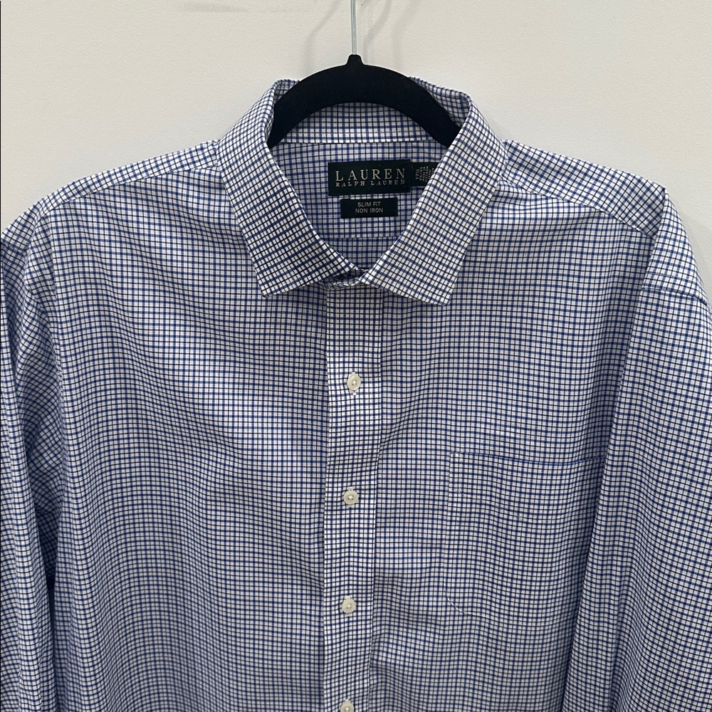 Lauren Ralph Lauren Men's Navy and White Plaid Shirt